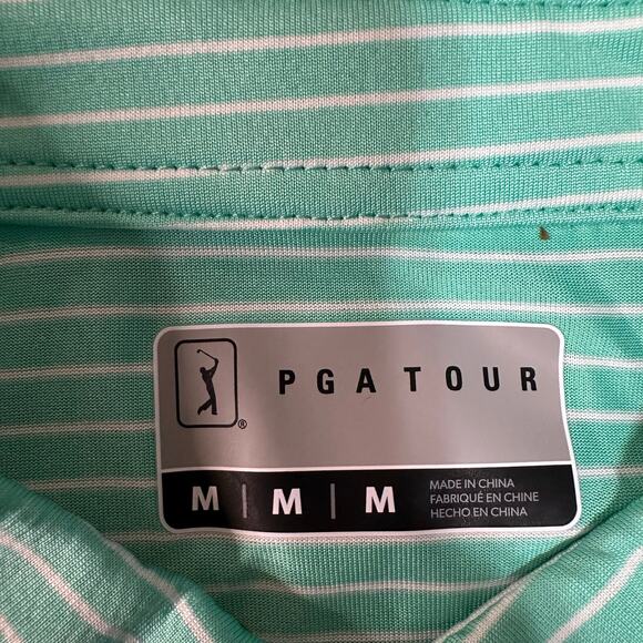 PGA TOUR Men's Striped Golf Polo Shirt In Cockatoo - Picture 15 of 16